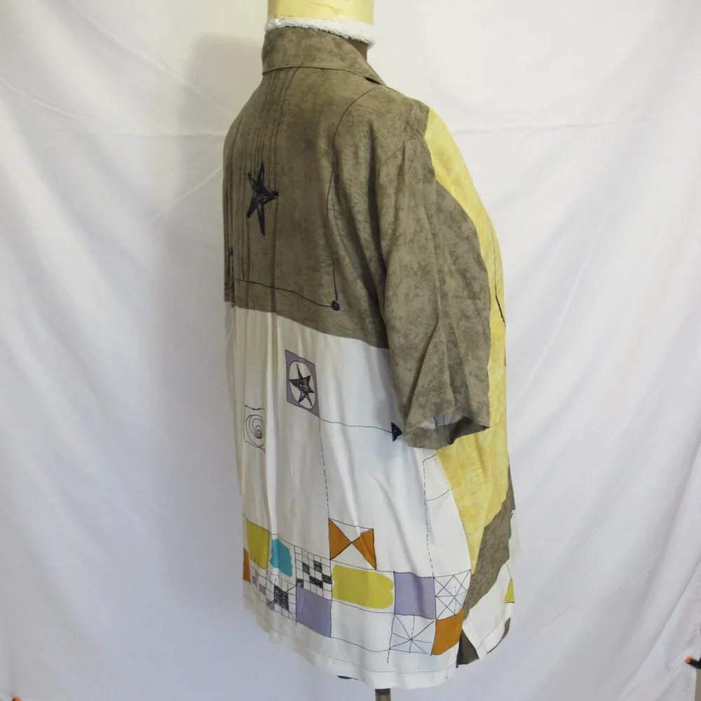 Inino Woman California matched olive and yellow shirt set  XL